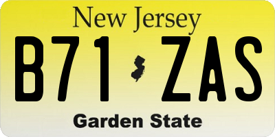 NJ license plate B71ZAS