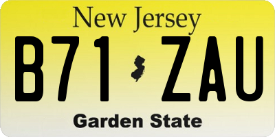 NJ license plate B71ZAU
