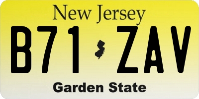 NJ license plate B71ZAV