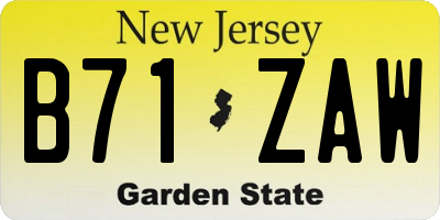 NJ license plate B71ZAW