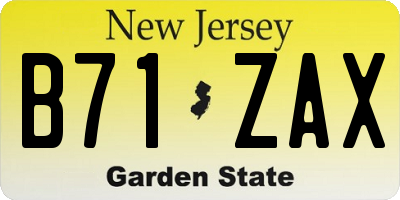 NJ license plate B71ZAX