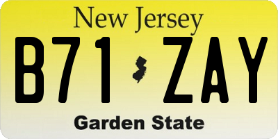 NJ license plate B71ZAY