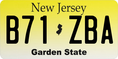 NJ license plate B71ZBA