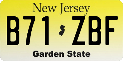 NJ license plate B71ZBF