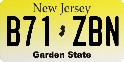 NJ license plate B71ZBN