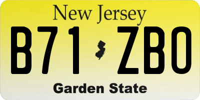 NJ license plate B71ZBO