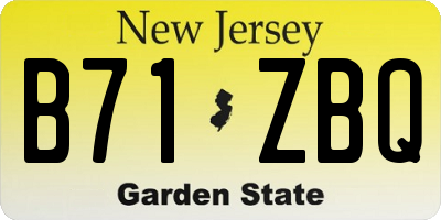 NJ license plate B71ZBQ