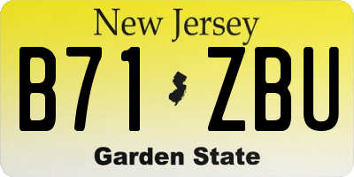 NJ license plate B71ZBU