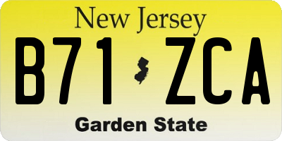 NJ license plate B71ZCA