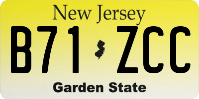 NJ license plate B71ZCC