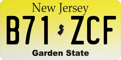 NJ license plate B71ZCF