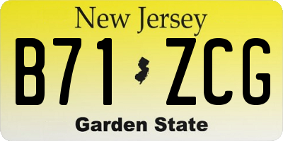 NJ license plate B71ZCG