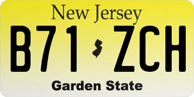 NJ license plate B71ZCH