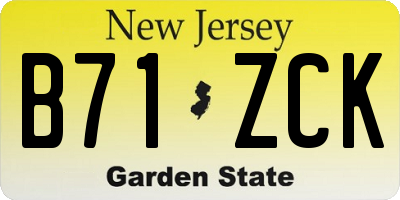 NJ license plate B71ZCK