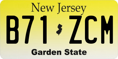 NJ license plate B71ZCM