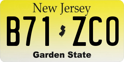NJ license plate B71ZCO