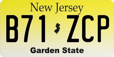 NJ license plate B71ZCP