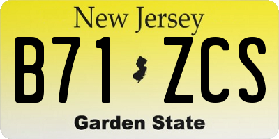 NJ license plate B71ZCS