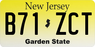 NJ license plate B71ZCT