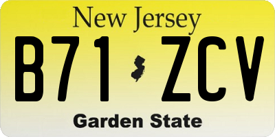 NJ license plate B71ZCV
