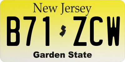 NJ license plate B71ZCW