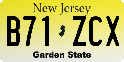 NJ license plate B71ZCX