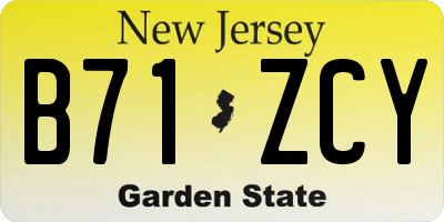 NJ license plate B71ZCY