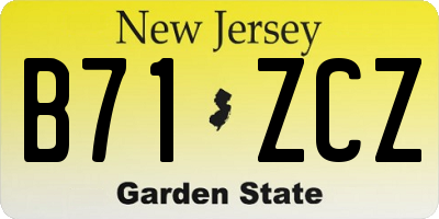 NJ license plate B71ZCZ