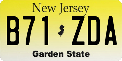 NJ license plate B71ZDA