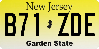NJ license plate B71ZDE