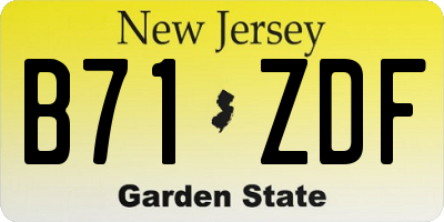 NJ license plate B71ZDF