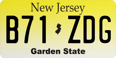 NJ license plate B71ZDG