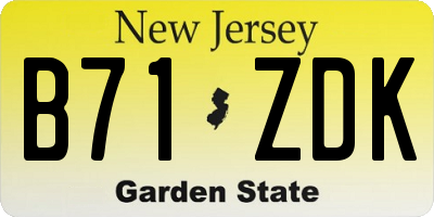 NJ license plate B71ZDK