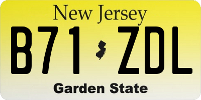 NJ license plate B71ZDL
