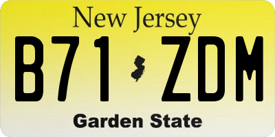 NJ license plate B71ZDM