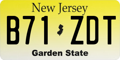 NJ license plate B71ZDT