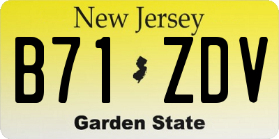 NJ license plate B71ZDV