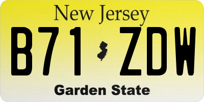 NJ license plate B71ZDW
