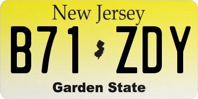 NJ license plate B71ZDY