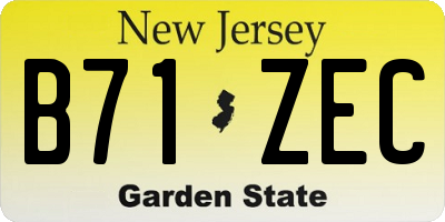NJ license plate B71ZEC