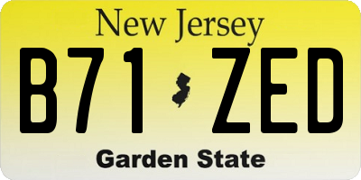 NJ license plate B71ZED