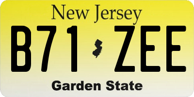 NJ license plate B71ZEE