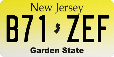NJ license plate B71ZEF