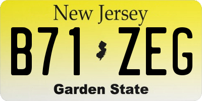 NJ license plate B71ZEG