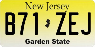 NJ license plate B71ZEJ