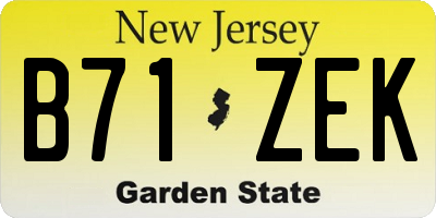 NJ license plate B71ZEK