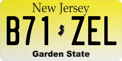 NJ license plate B71ZEL