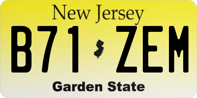NJ license plate B71ZEM