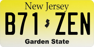 NJ license plate B71ZEN