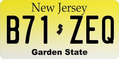 NJ license plate B71ZEQ